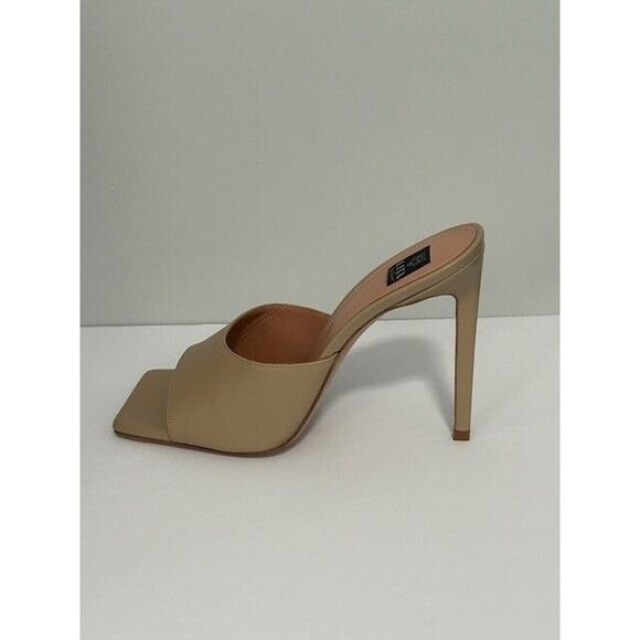 LITA by Ciara Mule Sandals Square Toe Stiletto Heels Leather Beige 42/11 NIB - Picture 3 of 9